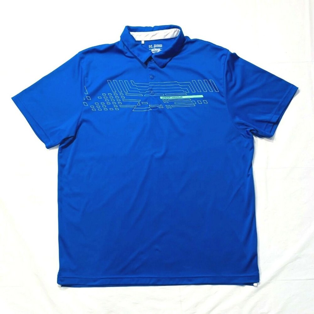 Under‎ Armour Heat Gear Polo Shirt Coupe Golf Short Sleeve Active XL Blue